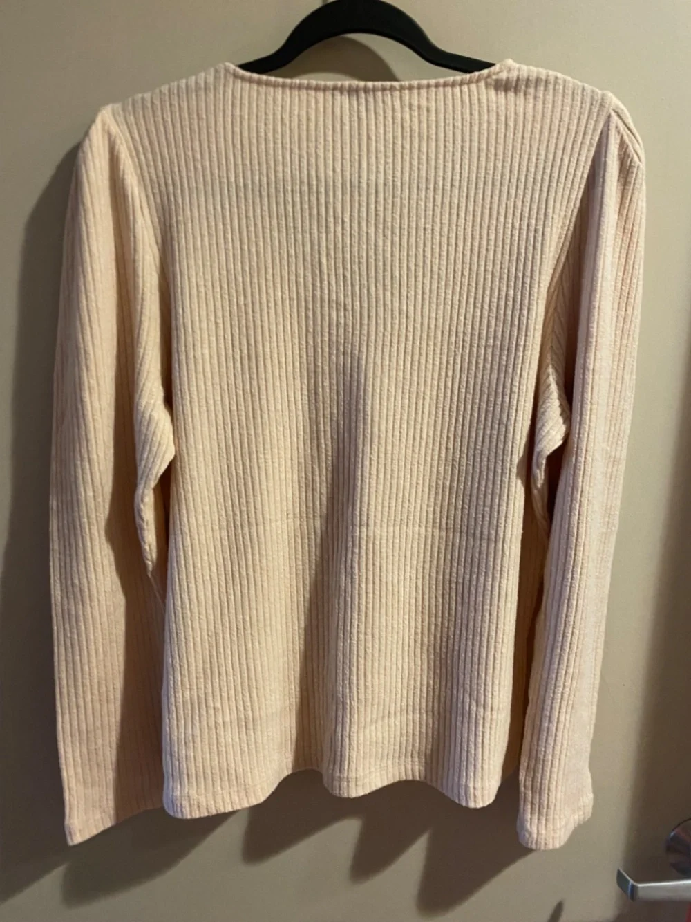 J. Crew Puff-Sleeve V-Neck Top In Soft Rib, XL